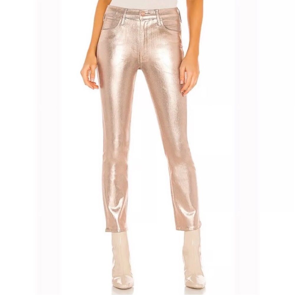 Mother The Mid Rise Dazzler Ankle in Heavy Metal Rose Gold Size 26